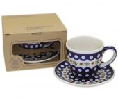 Cup + saucer in a cardx - Polish pottery
