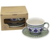 Cup + saucer in a cardx - Polish pottery