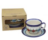 Cup + saucer in a cardx - Polish pottery
