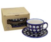 Cup + saucer in a cardx - Polish pottery