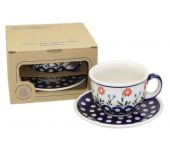 Cup + saucer in a cardx - Polish pottery