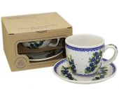 Cup + saucer in a cardx - Polish pottery