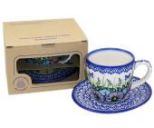 Cup + saucer in a cardx - Polish pottery