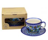 Cup + saucer in a cardx - Polish pottery