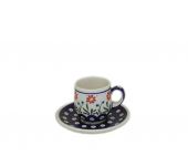 Small cup + saucer - Polish pottery