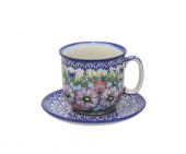Cup + saucer - Polish pottery
